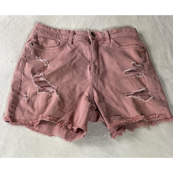 Lauren Conrad Women’s Size 10 Pink Denim Cut Off Frayed Hem Shorts High Rise - Picture 1 of 8